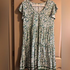Max Studio Green and White Floral Mini Dress